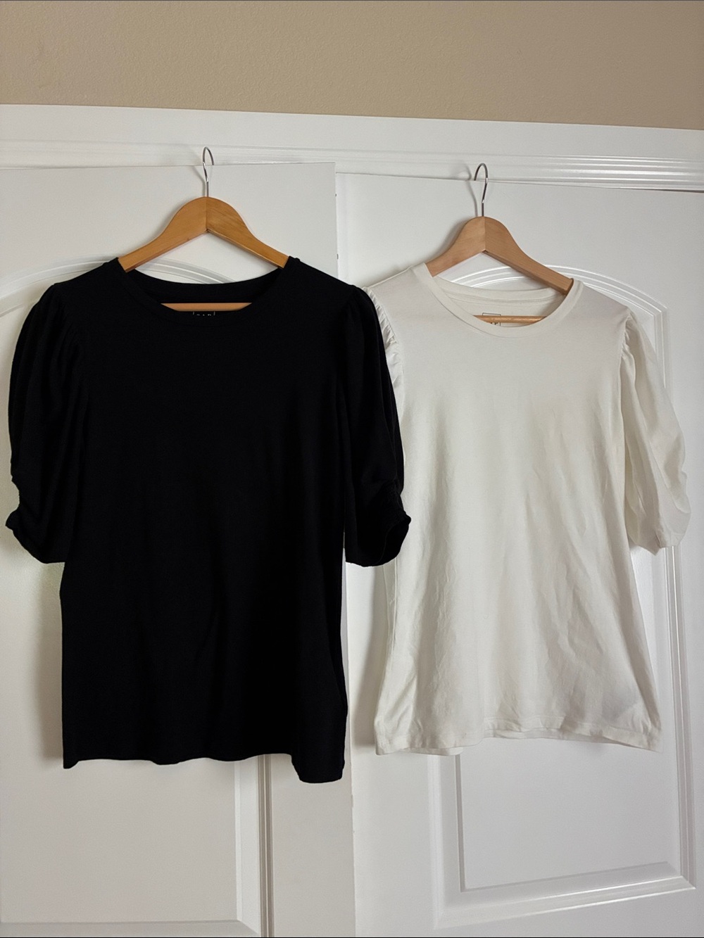 Two Gap shirts for $10 Feathery collection puff sleeve - 1 White 1 Black Medium